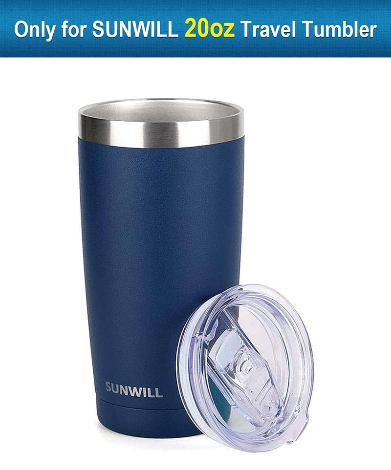 SUNWILL Lid 20oz Travel Tumblers Only, Spill Proof Lid, Splash Resistant Silicone Sliding Covers Replacement 2 Pack, Straw Friendly, BPA Free - Image 3